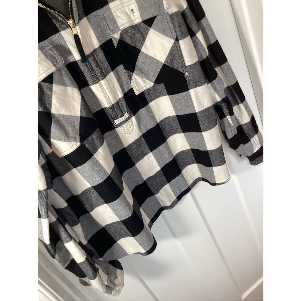 J.Crew Buffalo Plaid Flannel Half Zip Pullover Shirt Jacket Black White Size XL - Picture 4 of 10